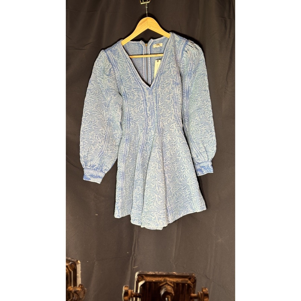 Pilcro by Anthropologie Blue Jacquard Mini Dress